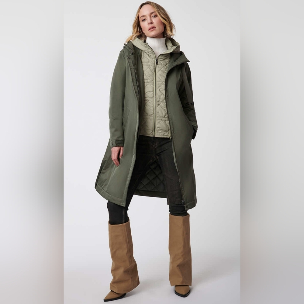 NEW! Bernardo Green Modern Utility Raincoat With Removable Bib Size XL - Picture 1 of 16